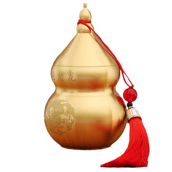 Brass Fire Avoidance Dragon Gourd Bottle Resolves Fire in the Northwest Corner of the Kitchen Dry Burning Tianmen Red Tassel Copper Gourd Ornaments Pure