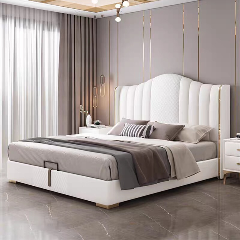 Luxurious First-Layer Genuine Leather Bed, 2026 New Model, High-End Hardware for Master Bedroom, Luxurious American-Style Double Leather Bed Luxurious First-Layer Genuine Leather Bed, 2026 New Model, High-End Hardware for Master Bedroom, Luxurious American-Style Double Leather Bed