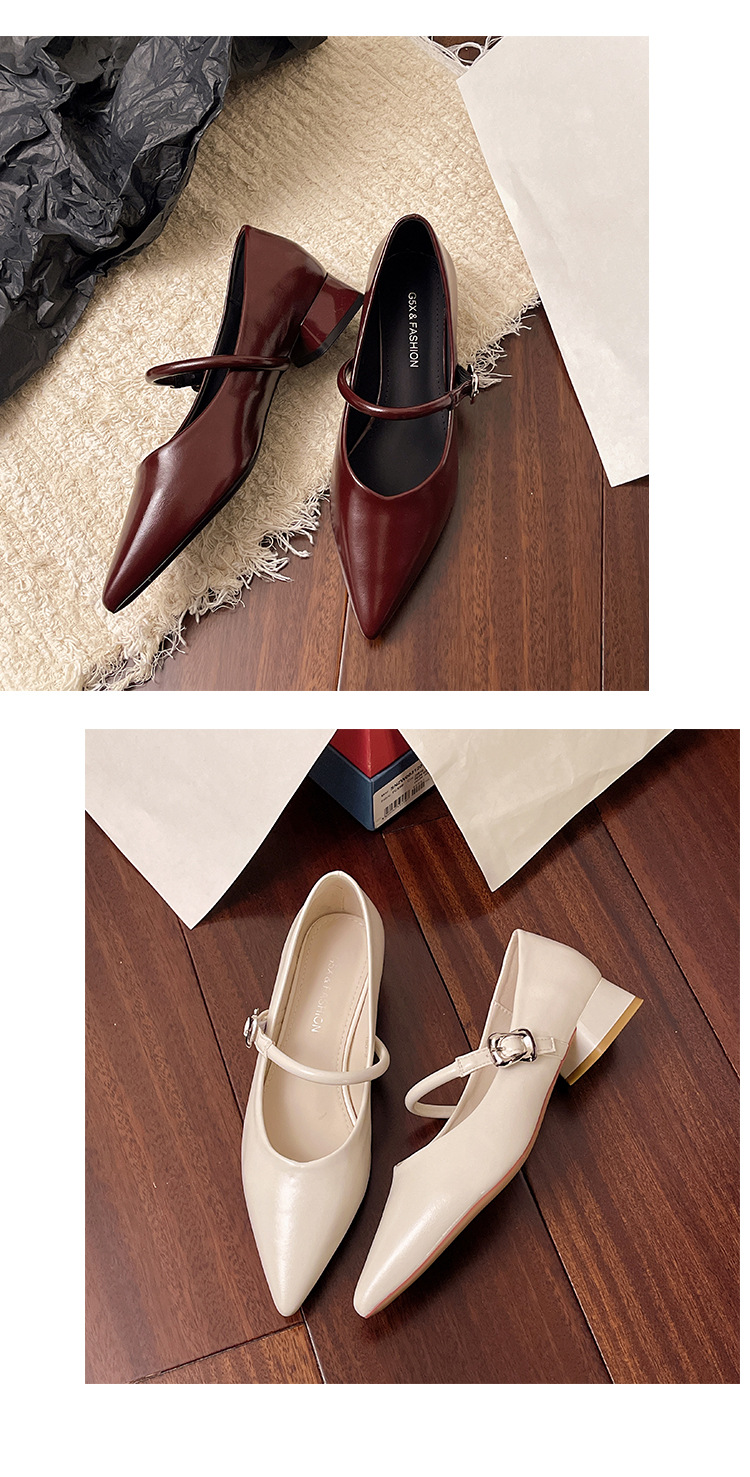 Damen Mary Jane Schuhe Mit Blockabsatz Rote Spitzschuhe_voghion.com