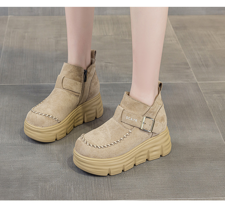 Giày boot nữ cổ cao đế dày tăng chiều cao phong cách Anh quốc cổ điển — M2961 màu đen, Lạc đà M2961, M2961 màu nâu, M2961 màu vàng chi tiết 18