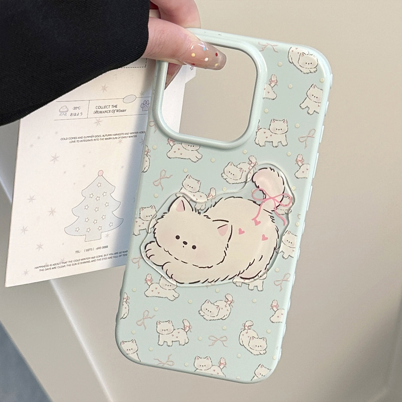 少女心卡通适用苹果16promax手机壳iphone17立体猫咪15全包13防摔|undefined