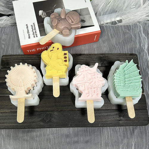 Cultural and creative ice cream mold food grade silicone city scenic spot creative text ice cream popsicle popsicle ice cream grinding tool