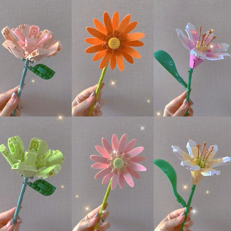 クロスボーダー佳奇積み木花diyはバラの永生花を組み合わせて彼女に祝日のプレゼントシリーズの花束のデスクトップを送ります。|undefined