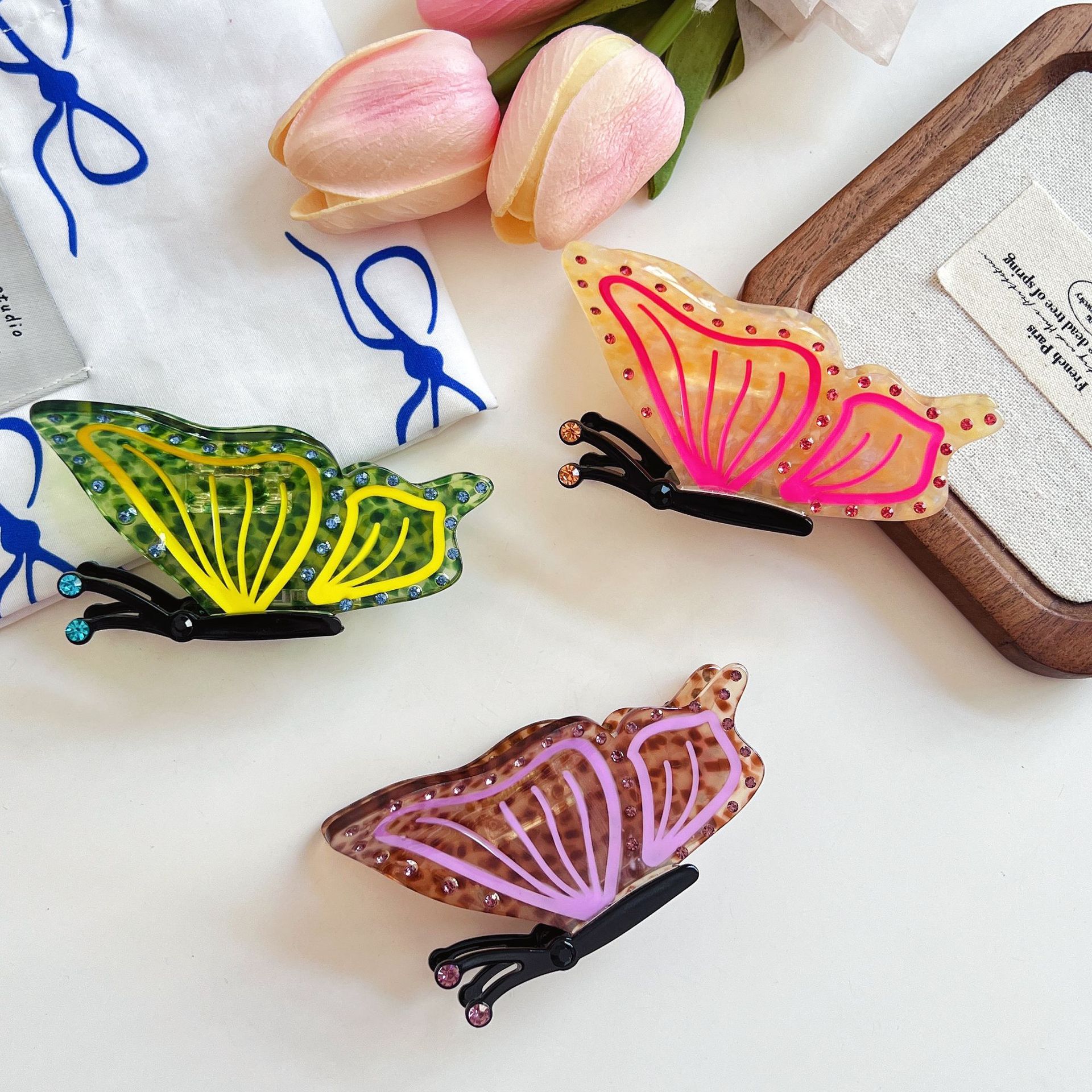 All Seasons Season Women's Gender Cute, Lady Style Cute Lady Women's Butterfly Acetic Acid Sheets Hair Claws