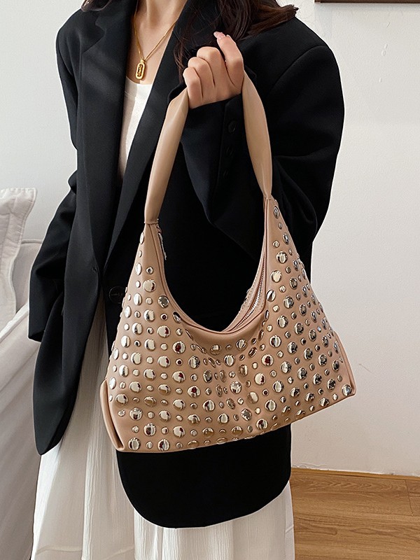 Bolso de mujer venta caliente nuevo nicho coreano Zhong remaches de gran capacidad bolso de alta calidad bolso de brazo de hombro universal
