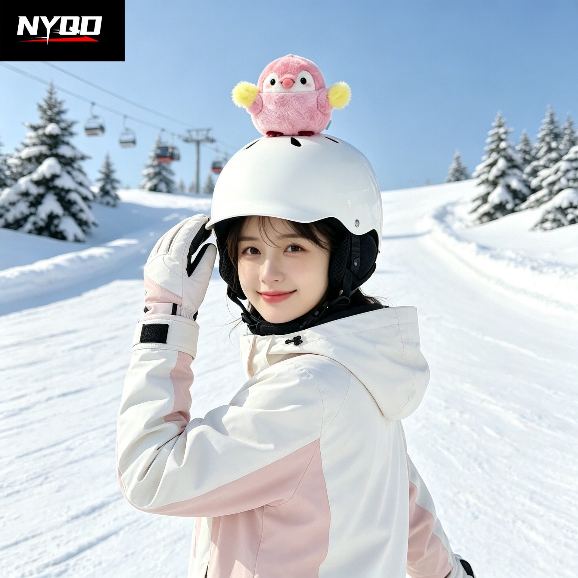 NYQD Little Penguin Ski Helmet Cute Soft Decorative Accessory for Snowboard, Electric Scooter, Motorcycle Riding, Unisex Helmet Accessory