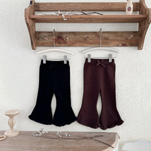 virgilkids25秋冬女童毛线裤小童秋冬加厚保暖裤女童针织喇叭裤