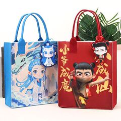 Nezha 新しいフェルト誕生日トートバッグ漫画百日プリント学生コンパニオンショッピングバッグハンドバッグバッグ