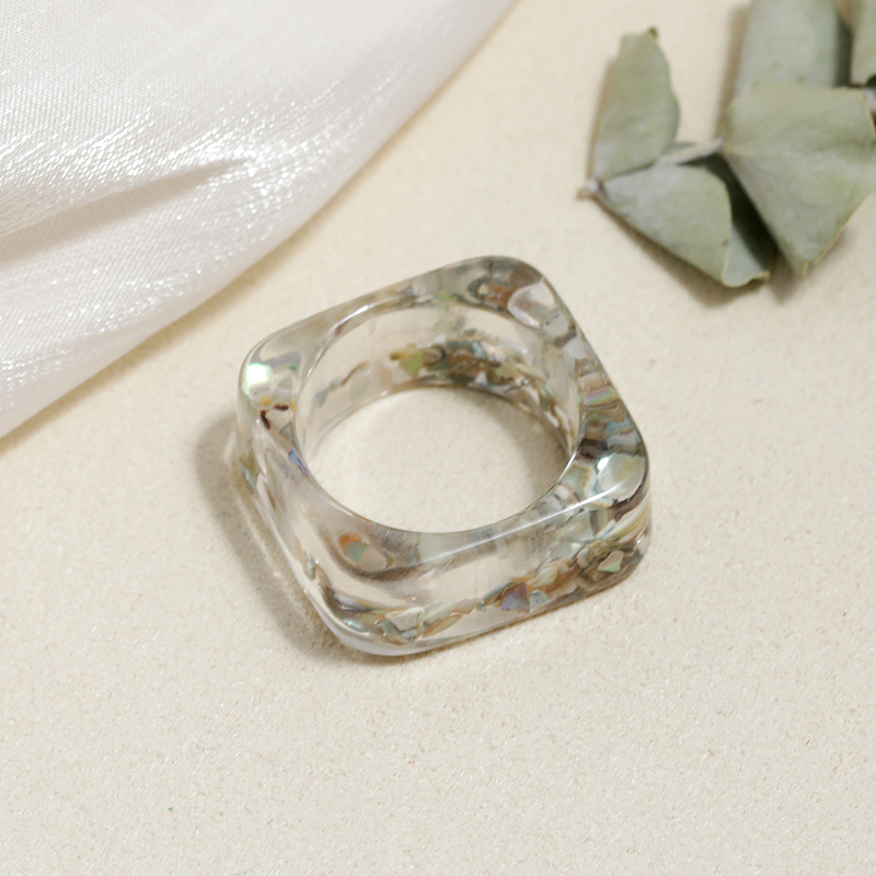 Fashion Style Candy Color Square Resin Ring Set display picture 6