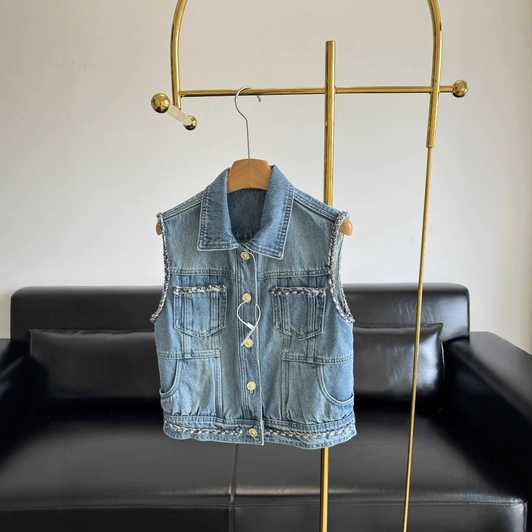 24ss новый женский джинсовый жилет модный и непринужденный 250706