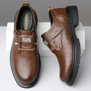 Men's Leather Shoes, Business Formal Wear, Men's British Casual Shoes, Trendy Large Size Youth Wedding Shoes, Work Soft-Soled Men's Shoes