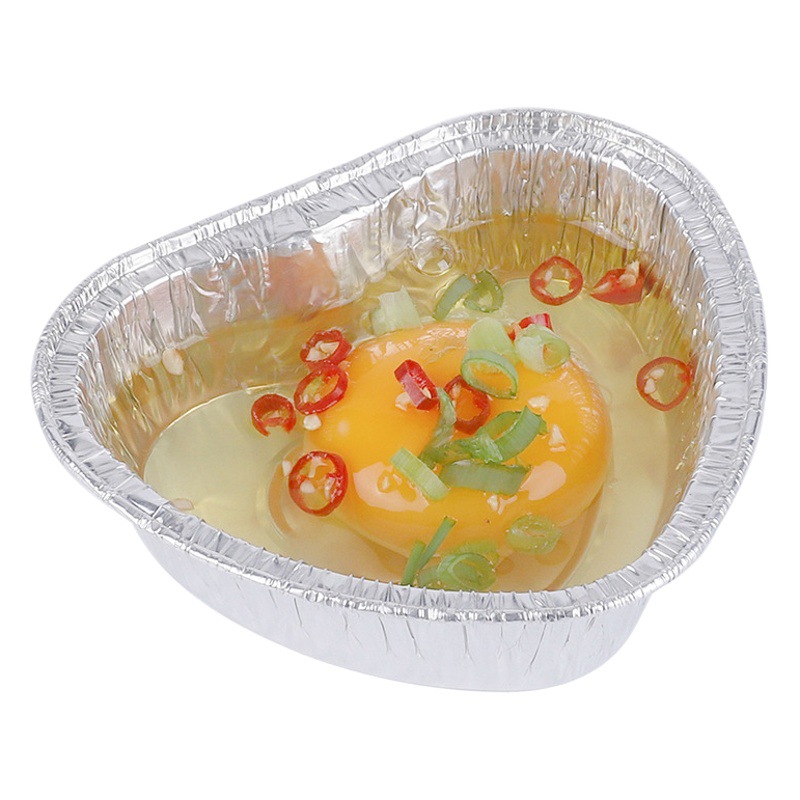 Roasted Egg Tin Carton Barbecue Disposable Commercial Love-shaped Round Peach Heart Baking Aluminum Foil Bowl Takeaway Thickened Tin Foil