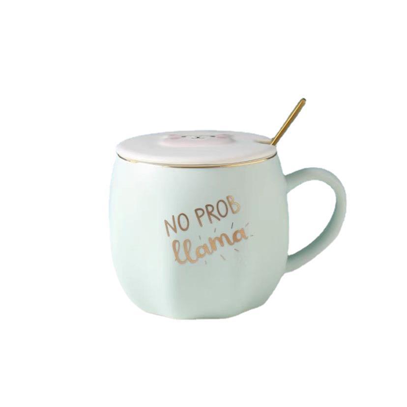 Lindo alpaca Taza de cerámica patrón calabaza dibujos animados en relieve animal cabeza pareja fresco estudiante