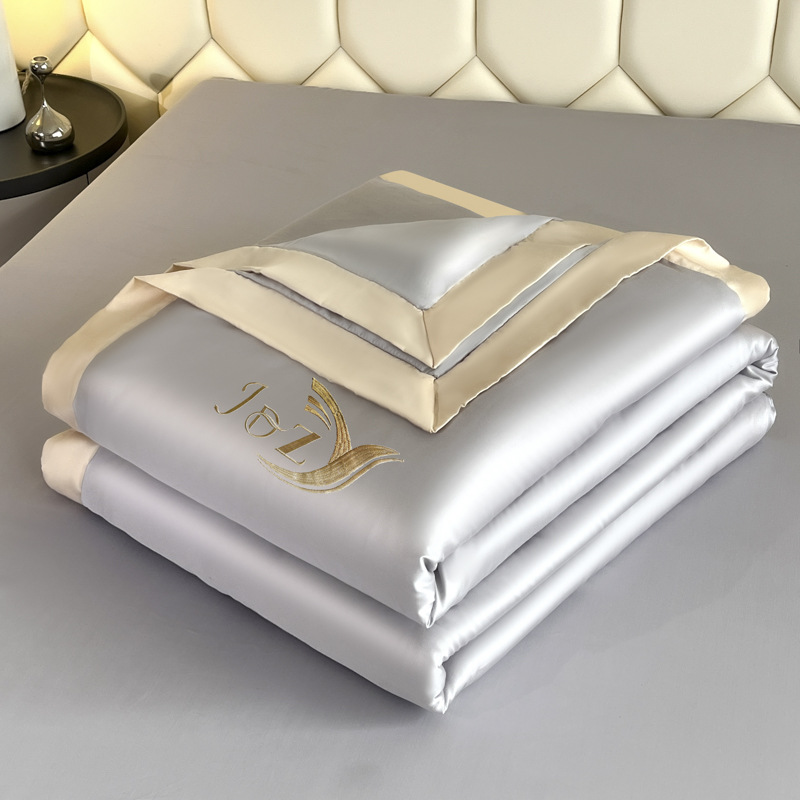Light Luxury Cool Summer Quilt, Washed Silk Embroidered Summer Quilt, Air Conditioning Quilt, Thin Single and Double Size, Gift Purchase and Dropshipping