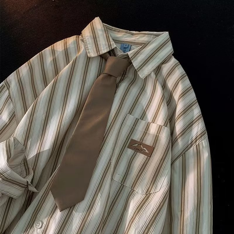 2024 letras camisa de manga larga estilo japonés Hong Kong ins camisa suelta niños tendencia de verano chaqueta casual de todo fósforo