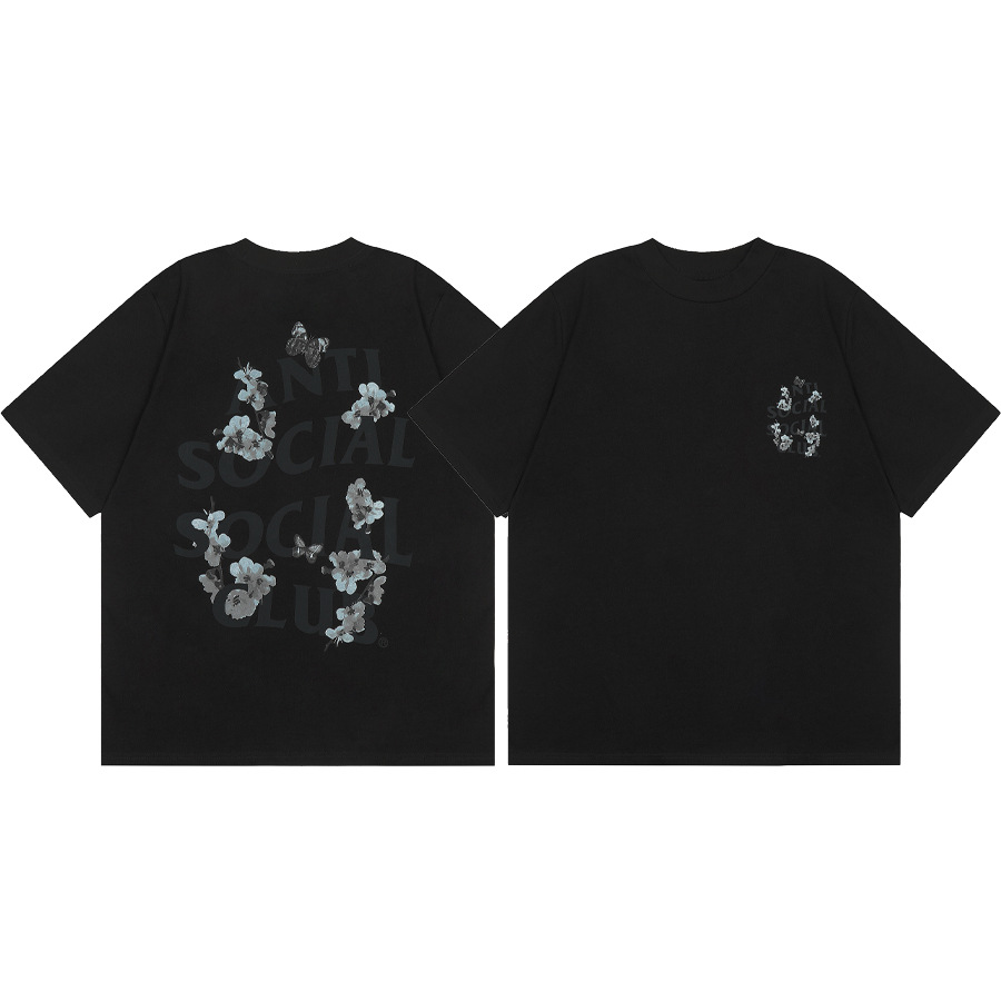 Versión correcta ASSC Club de dibujos animados relámpago impresión conjunta cuello redondo de los hombres Jersey pareja manga corta Camiseta moda