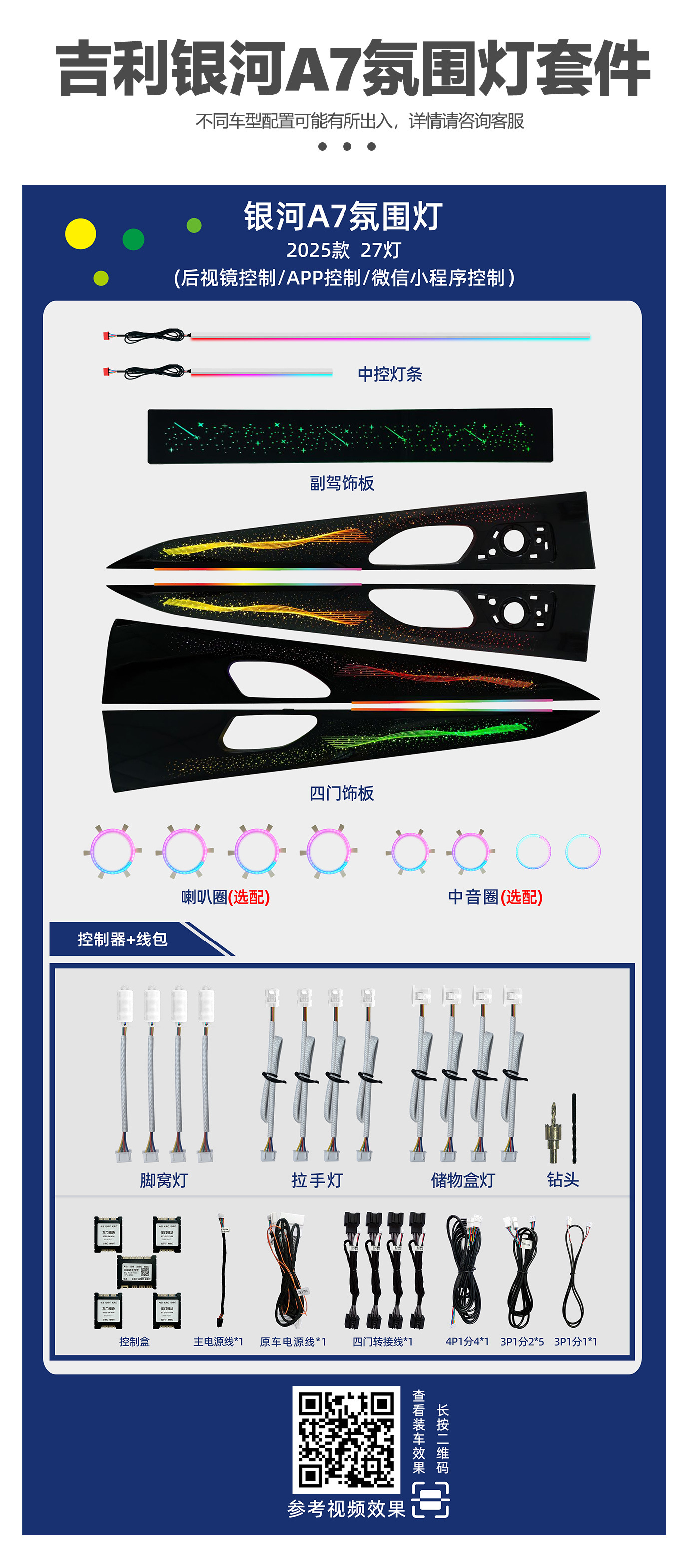 Car ambient light is suitable for the Geely Galaxy A7-2025