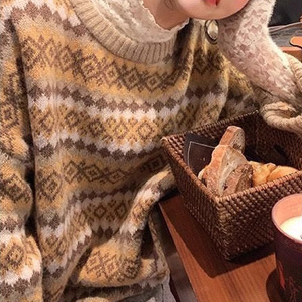 24 invierno Puyuan 2024 nuevo suéter Jacquard romántico de la isla de Fair nuevo otoño y invierno