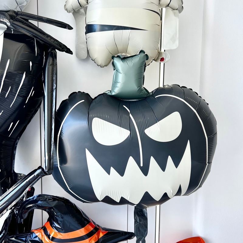 Atmósfera transfronteriza Halloween gigantesco de pie base de globo calabaza esqueleto demonio centro comercial bar café diseño