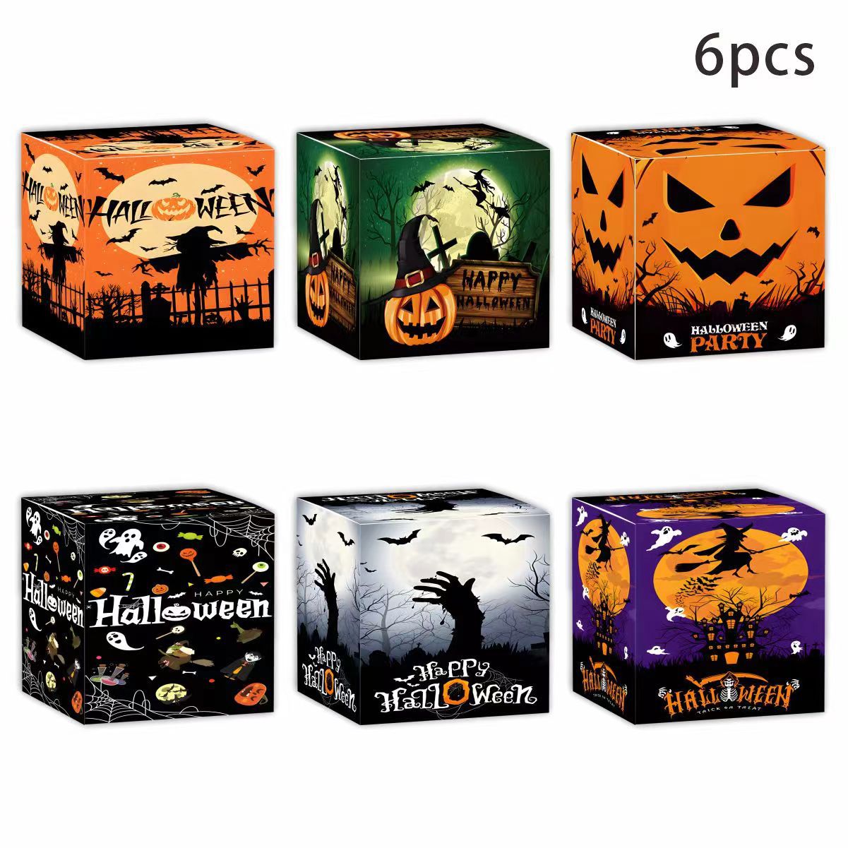 Κουτί με μπομπονιέρες για κέρασμα ή κέρασμα για το Halloween, διακόσμηση πάρτι, χάρτινο κουτί, διακόσμηση δείπνου, κουτί με μπομπονιέρες_voghion.com