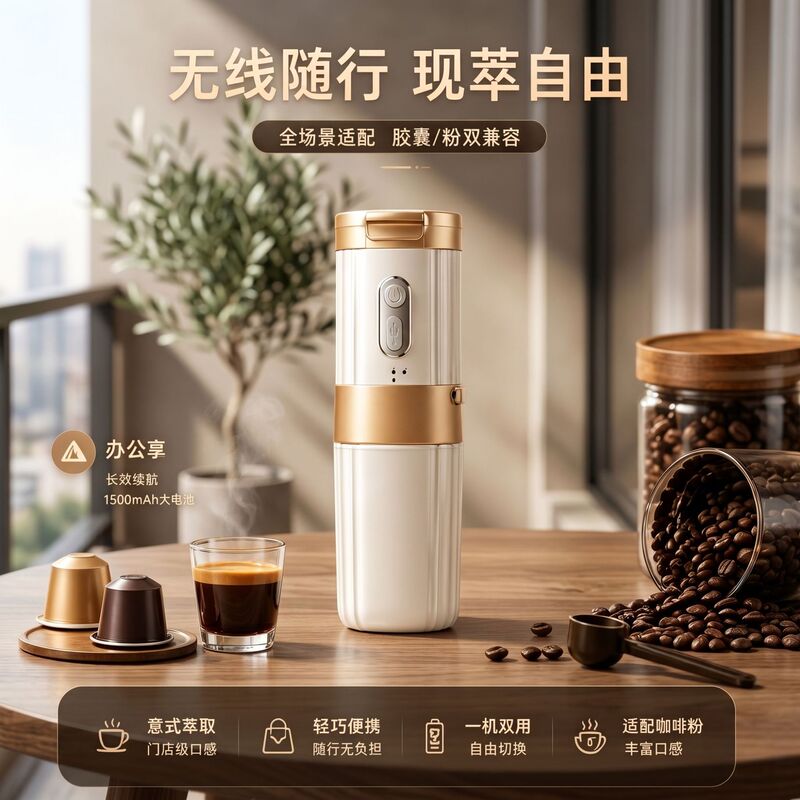 Wireless Portable Grinding and Brewing All-In-One Coffee Machine for Home and Office, American-Style Hand-Brewed Travel Coffee Cup Wireless Portable Grinding and Brewing All-In-One Coffee Machine for Home and Office, American-Style Hand-Brewed Travel Coffee Cup