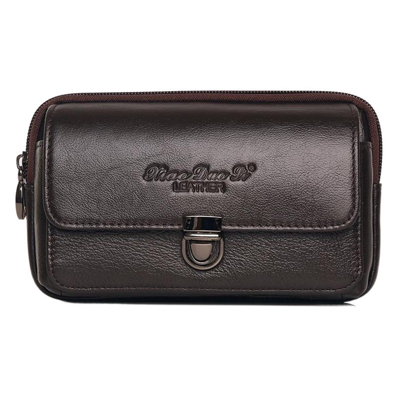 Men's 5.5 Inch 6 Inch Mobile Phone Bag Leather Mobile Phone Waist Bag Wearing Belt Retro Cowhide Mini Hanging Bag Certificate Waist Bag