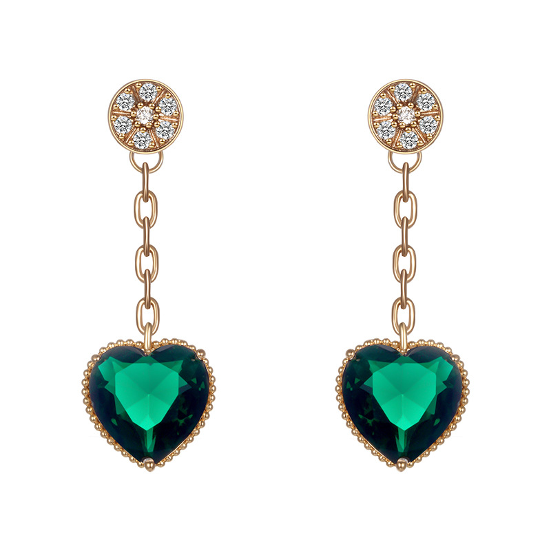 Xuping serie de aretes de amor de aleación de diamante en forma de corazón aretes de otoño y invierno estilo de diseño ligero lujoso pernos de orejas mujeres