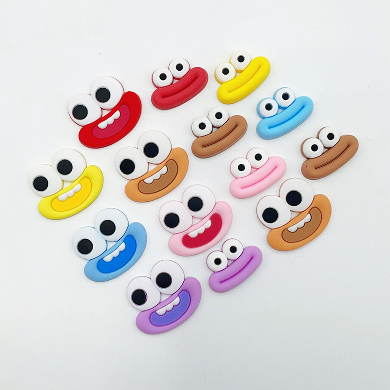 中号卡通香肠嘴搞怪嘴巴眼睛贴片diy收纳盒发饰手机壳洞洞鞋配饰