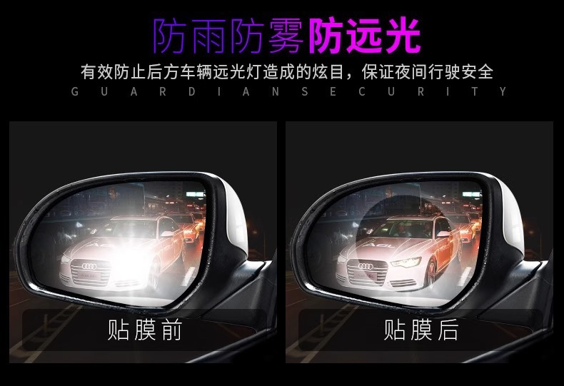 Car Rearview Mirror Rainproof Film Mirror Glass Film Reversing Mirror Rainy Day Waterproof and Anti-Fog Protective Film Car Film
