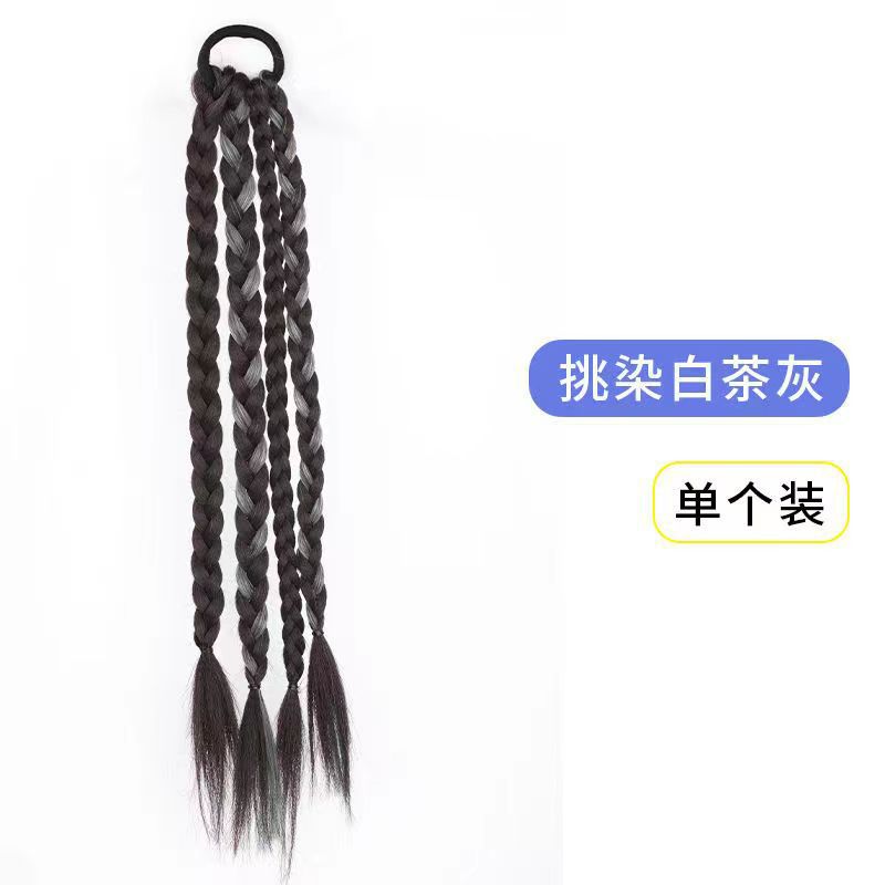 Personalidad de la chica alta peluca de cola de caballo trenzas dulces y frescas trenzas de boxeo de doble cola de caballo simulación de correa de hueso de pescado trenzas sucias