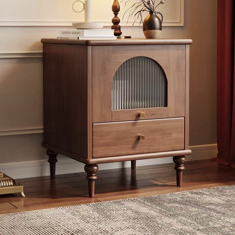Retro Storage Cabinet French Solid Wood Bedside Table Antique Style Home Bedroom Small Creative High-Value Bedside Table