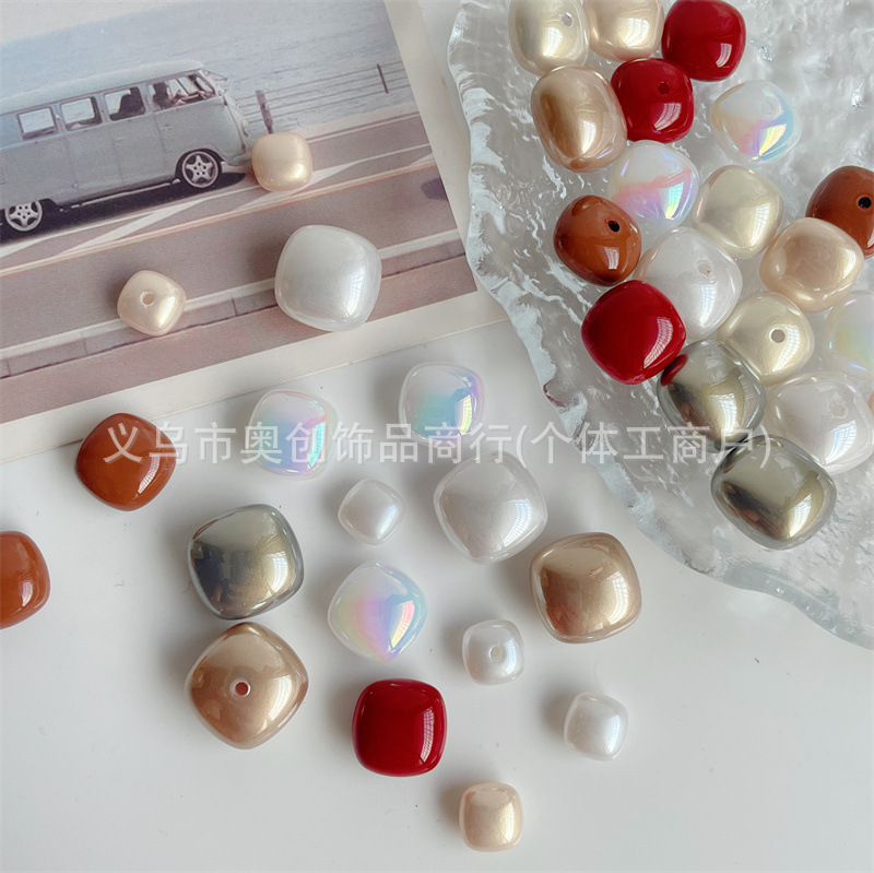 Square Beads, Steamed Bun Beads, Loose Beads, Sugar Cube Earrings,...