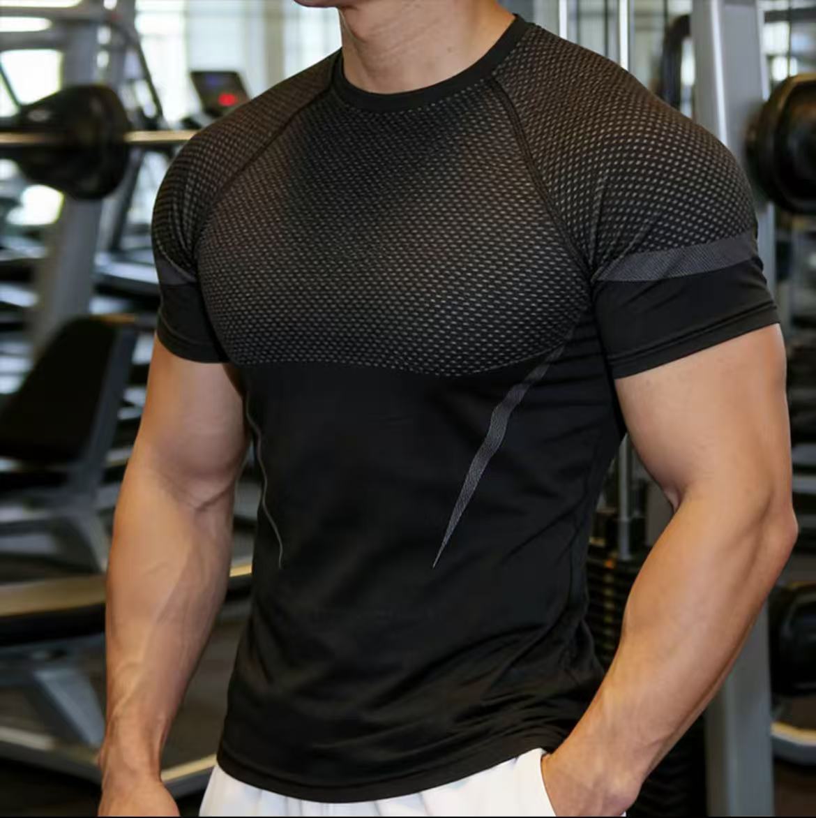 Men's Fitness T-shirt Seamless Quick Drying Breathable Oversized_voghion.com