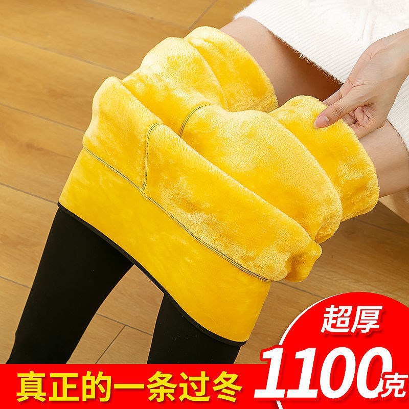 特厚黄金绒打底裤女加绒加厚羊羔绒棉裤一体踩脚裤冬季高腰保暖裤|ms