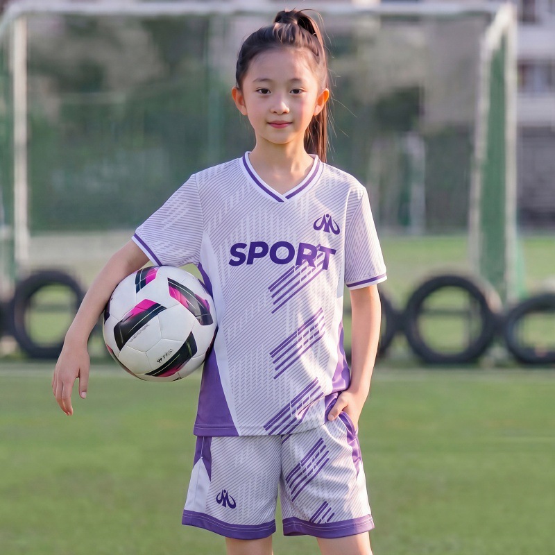 Camiseta transfronteriza de fútbol infantil de manga corta, camiseta de entrenamiento transpirable para estudiantes de fútbol primario de verano image 4
