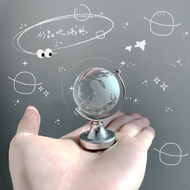 Mini Globe Ornaments Ins Style Transparent Crystal Cute Desktop Desk Decorative Glass Ball Gift