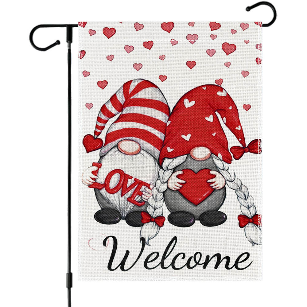 Letter, Heart Shape Pattern Cute, Pastoral Style Valentine's Day Cute Pastoral Letter Heart Shape Linen Flag
