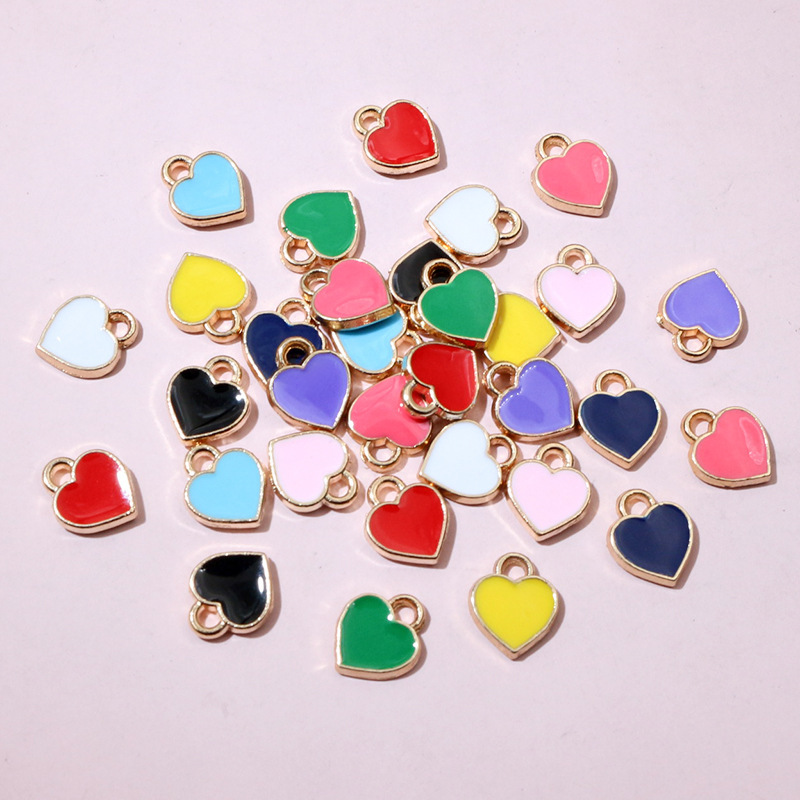 10 Colors 6*8mm 0.3g Mini Heart Pendant Oil Dripping Charm Pendant Jewelry Bag Nail Art Accessories