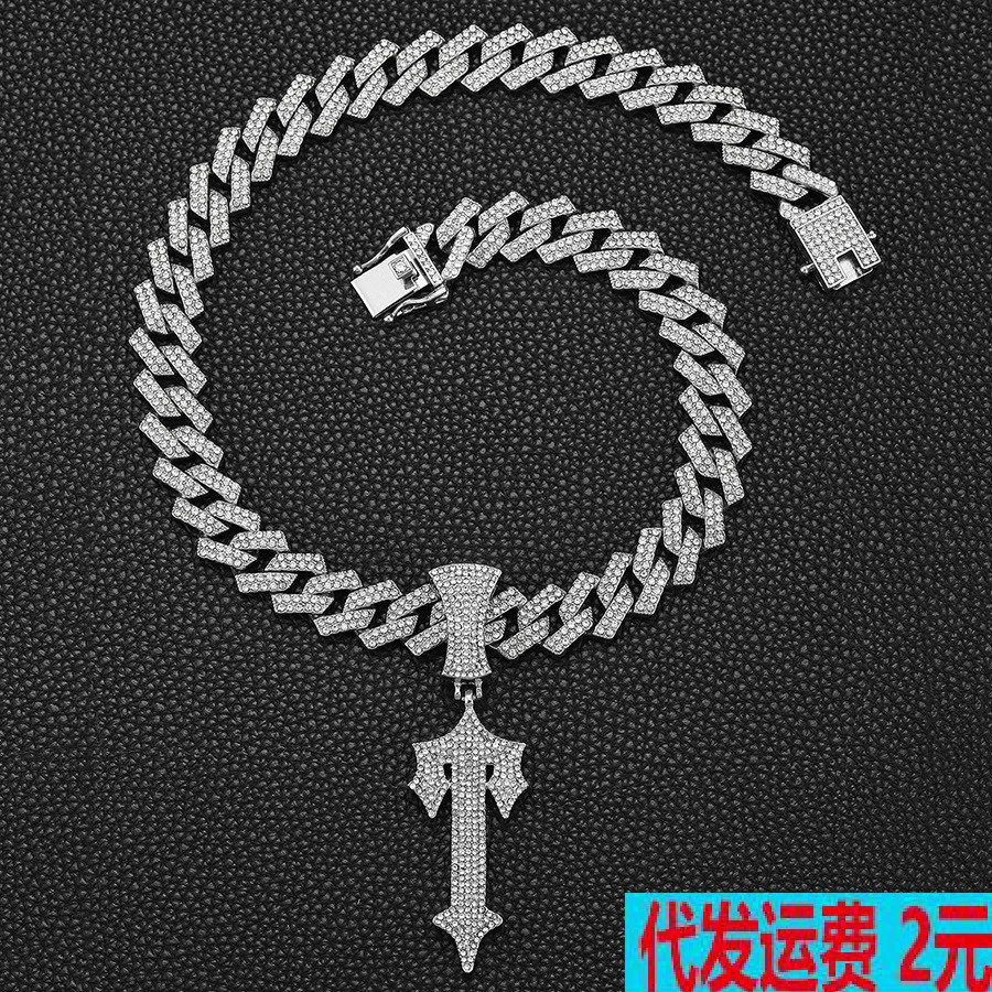 Трансграничные горячие продажи hiphop крест меч подвеска полный бриллиант кубинская цепочка хип-хоп ниша мужское ожерелье украшения