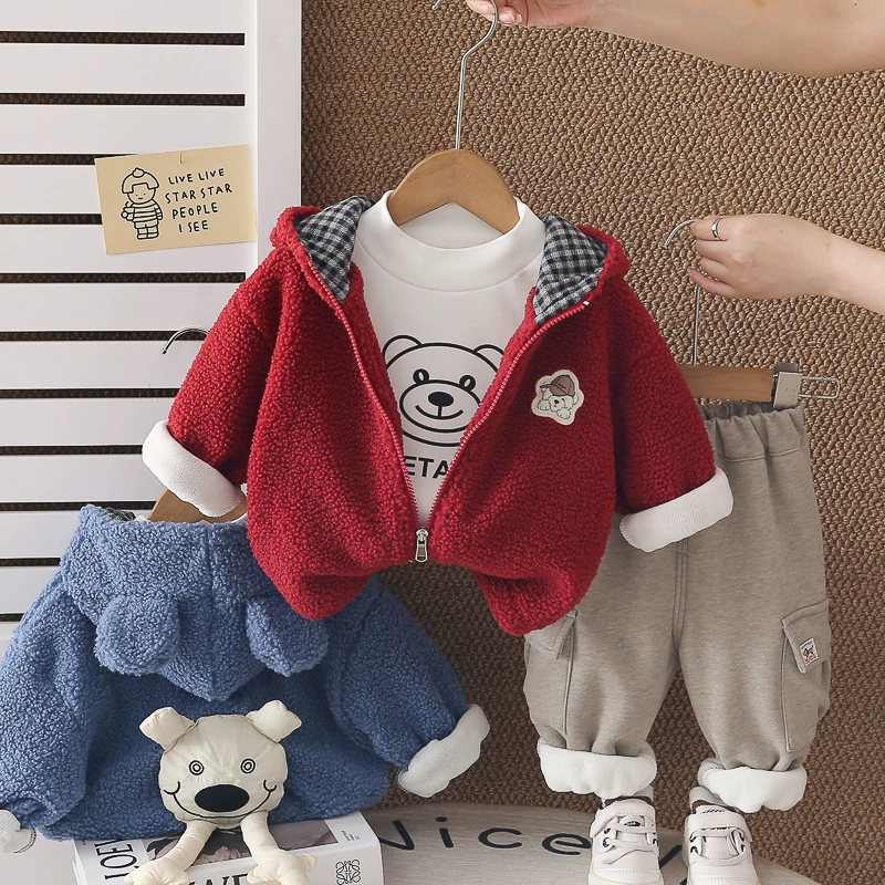 Chinese Boys Fleece Baseball Suit Set