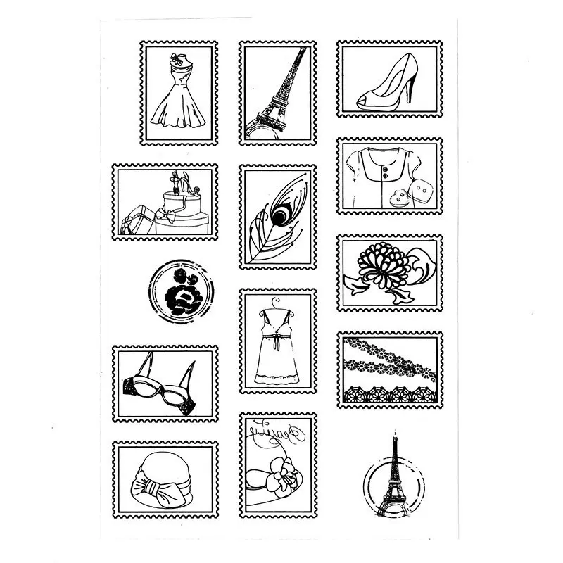 厂家定制现货邮票透明印章DIYPVC硅胶成品图章印泥儿童手账文具