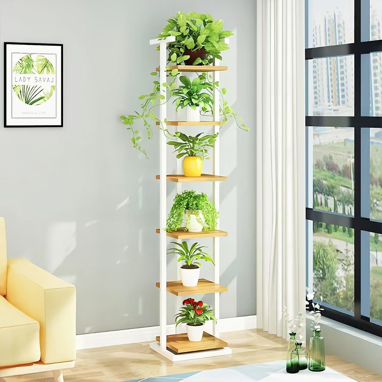 花架置物架室内阳台落地式花盆架客厅铁艺多肉绿萝立式多层方台架