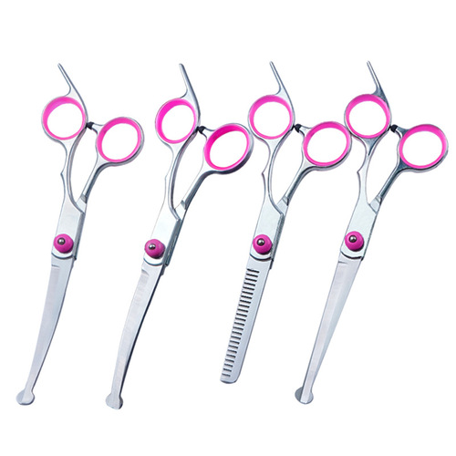 Professional fish mouth pet grooming scissors Teddy trimming scissors set curved dog hair cutting tool dog hair shearing scissors