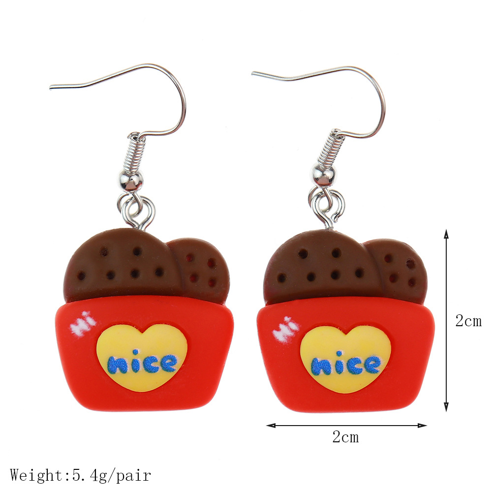 1 Pair Cute Sweet Ice Cream Fruit Plastic Resin Drop Earrings display picture 3