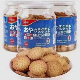 OCOCO日式小圆饼干罐装350g开盖即食休闲儿童下午茶点心酥脆零食