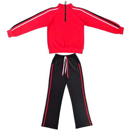 Square dance clothing  new half zipper double stripe suit sports dance performance aerobics group uniform for women
