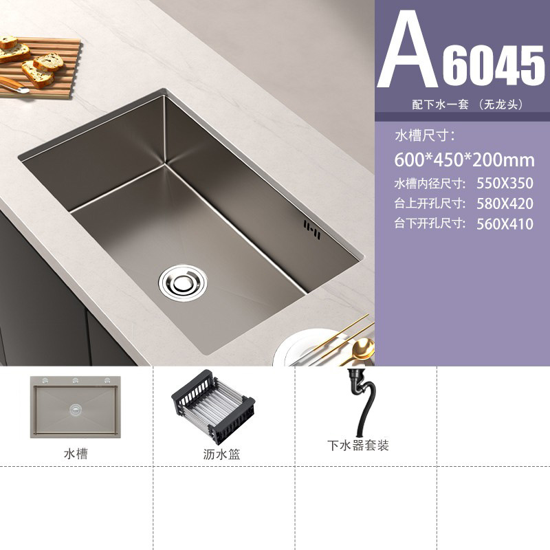 lavabo de verduras gris de pistola 304 gran fregadero de acero inoxidable fregadero de cocina mano nano lavabo lavabo lavabo