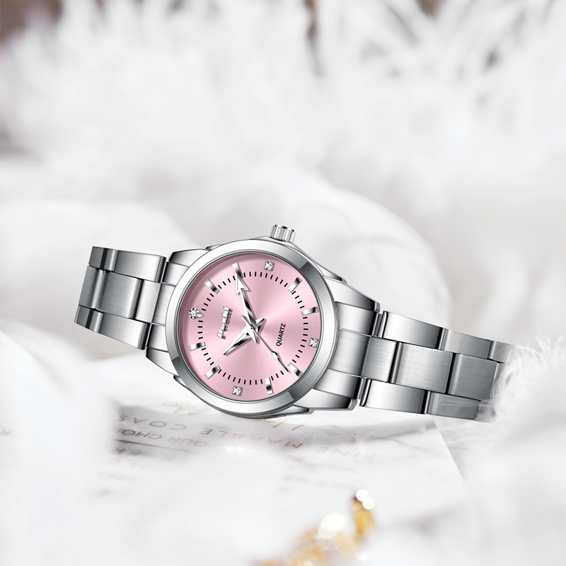 Una pieza de reloj de mujer de acero inoxidable impermeable y luminoso moda simple cinturón de acero de cuarzo reloj de mujer Douyin Live