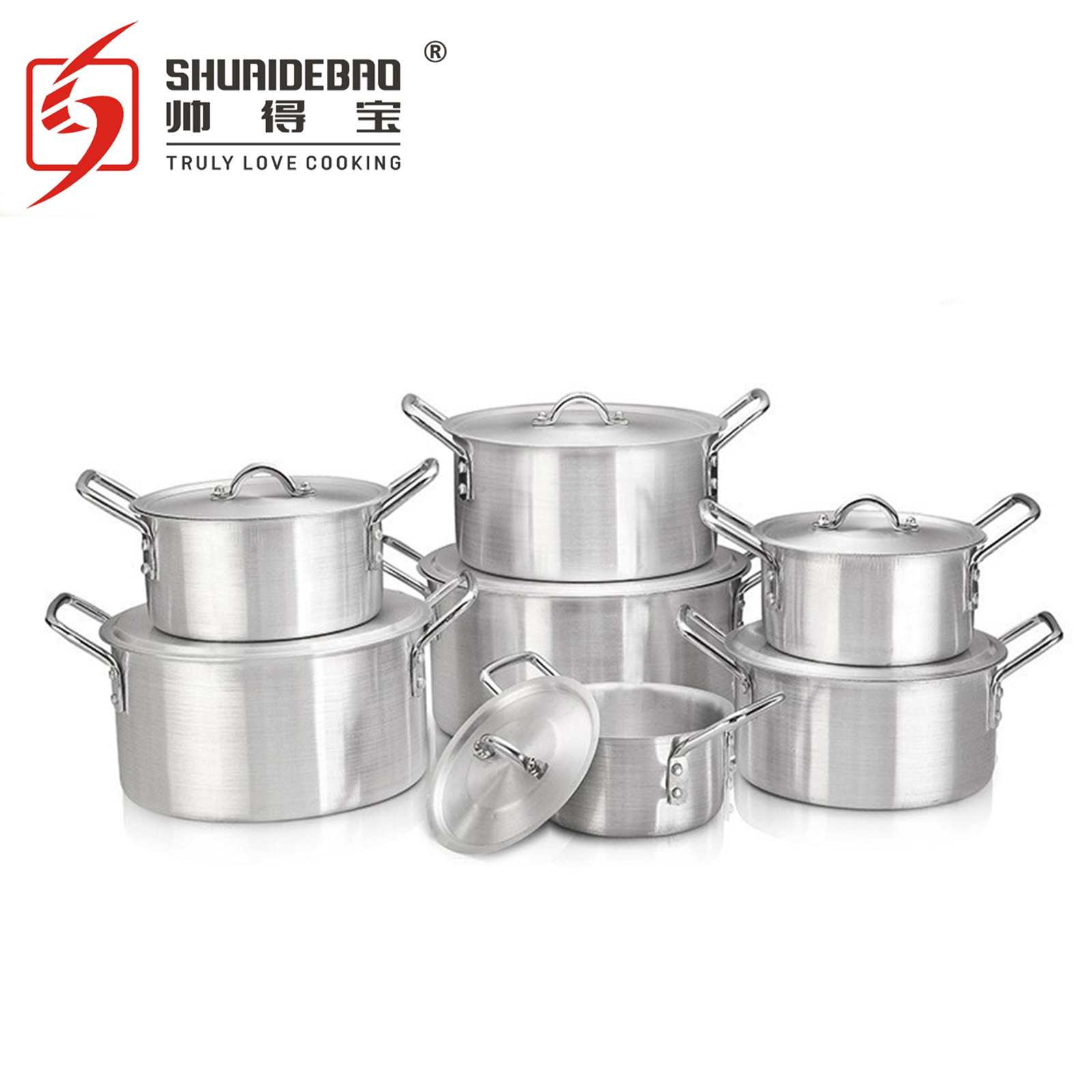 Doble fondo no recubierto olla traje de regalo J hogar lijado olla de aluminio de alta calidad cazuela sopa olla conjunto