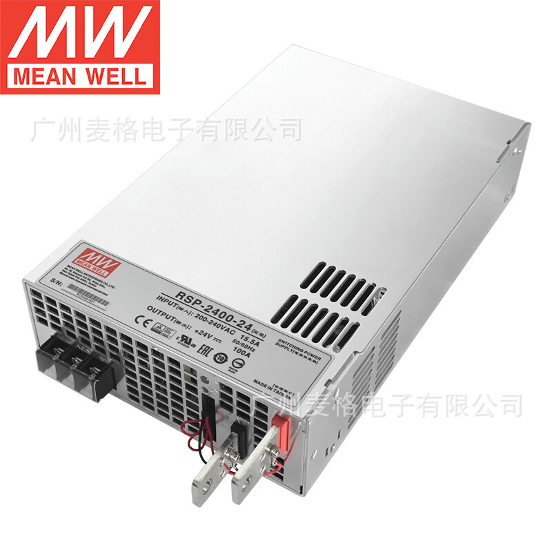 台湾明纬RSP-2400-24大功率PFC开关电源输出电压可调24V100A输出